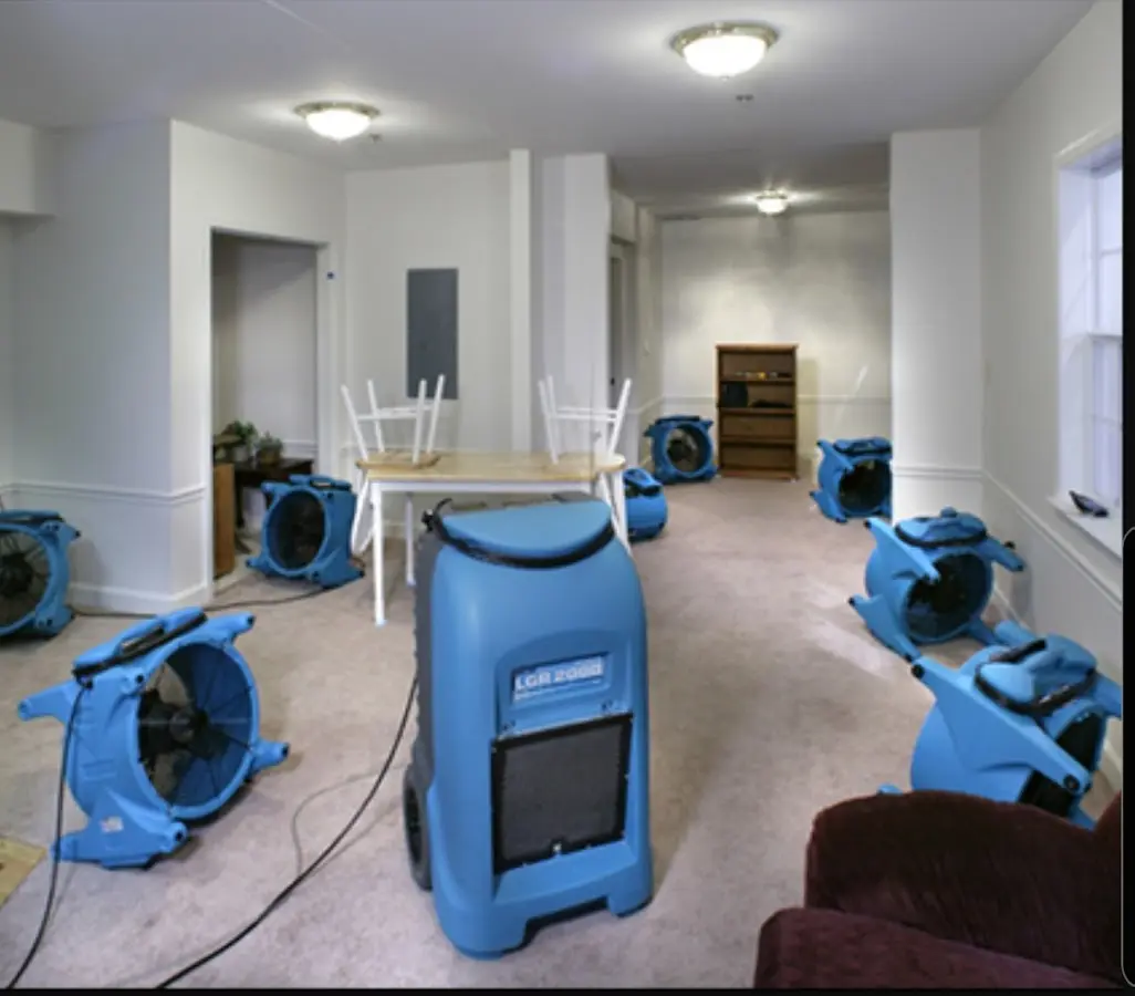 Air movers and dehumidifier setup for Water Damage Restoration in Madison Heights